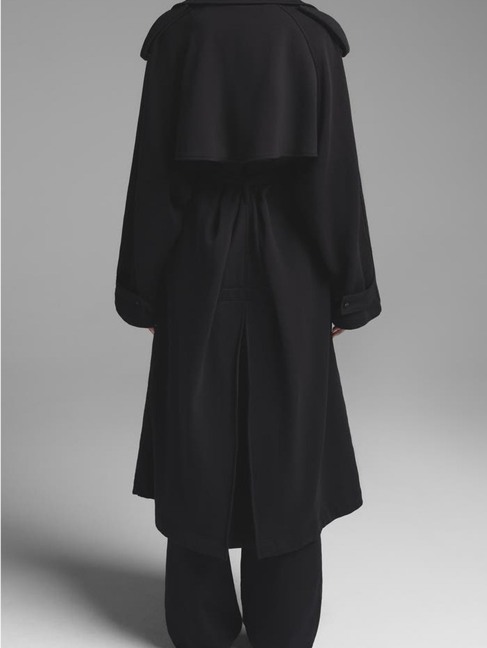 SKIMS Black Long Trench Coat with Belt - Picture 3 of 4